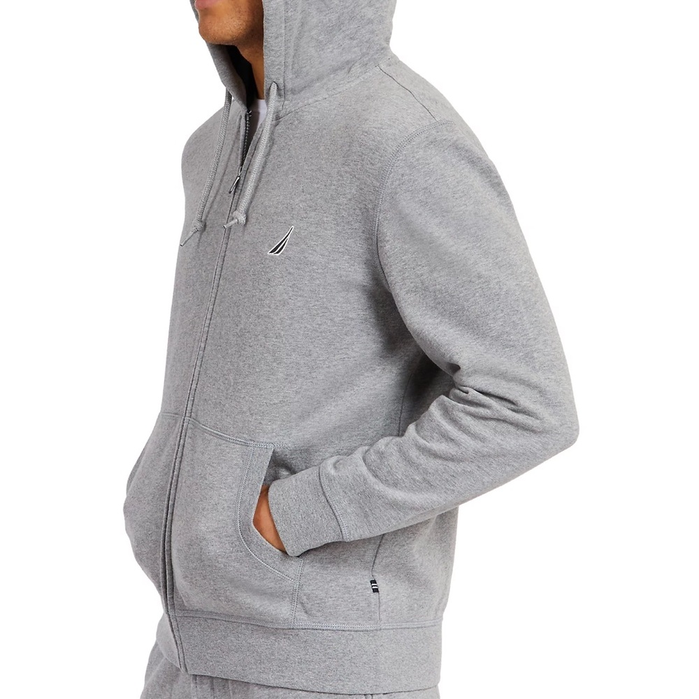 Nautica Grey Fleece Hooded Zip-up